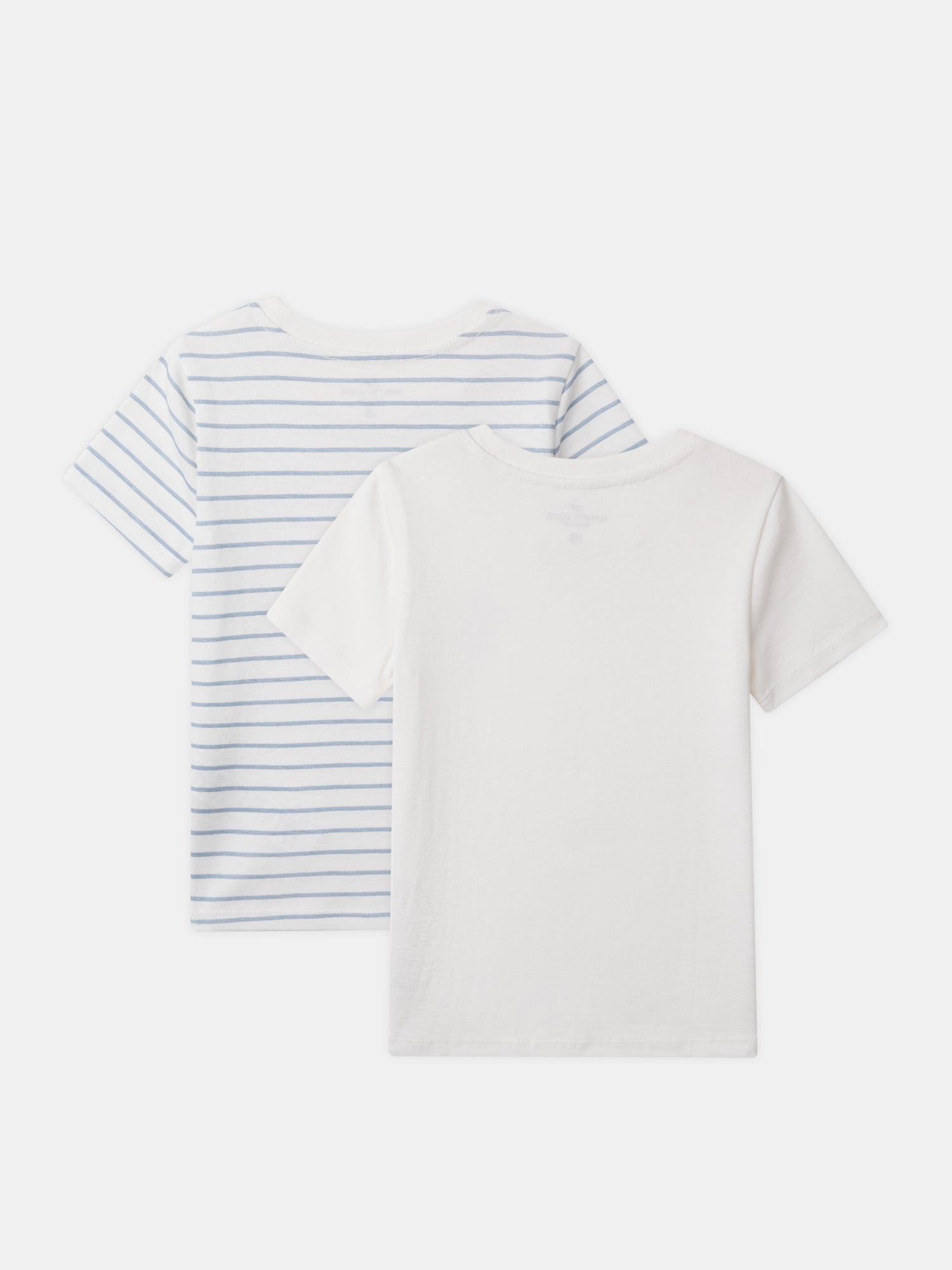 Lot of 2 ecru t-shirts with dragon print or blue stripes for boys