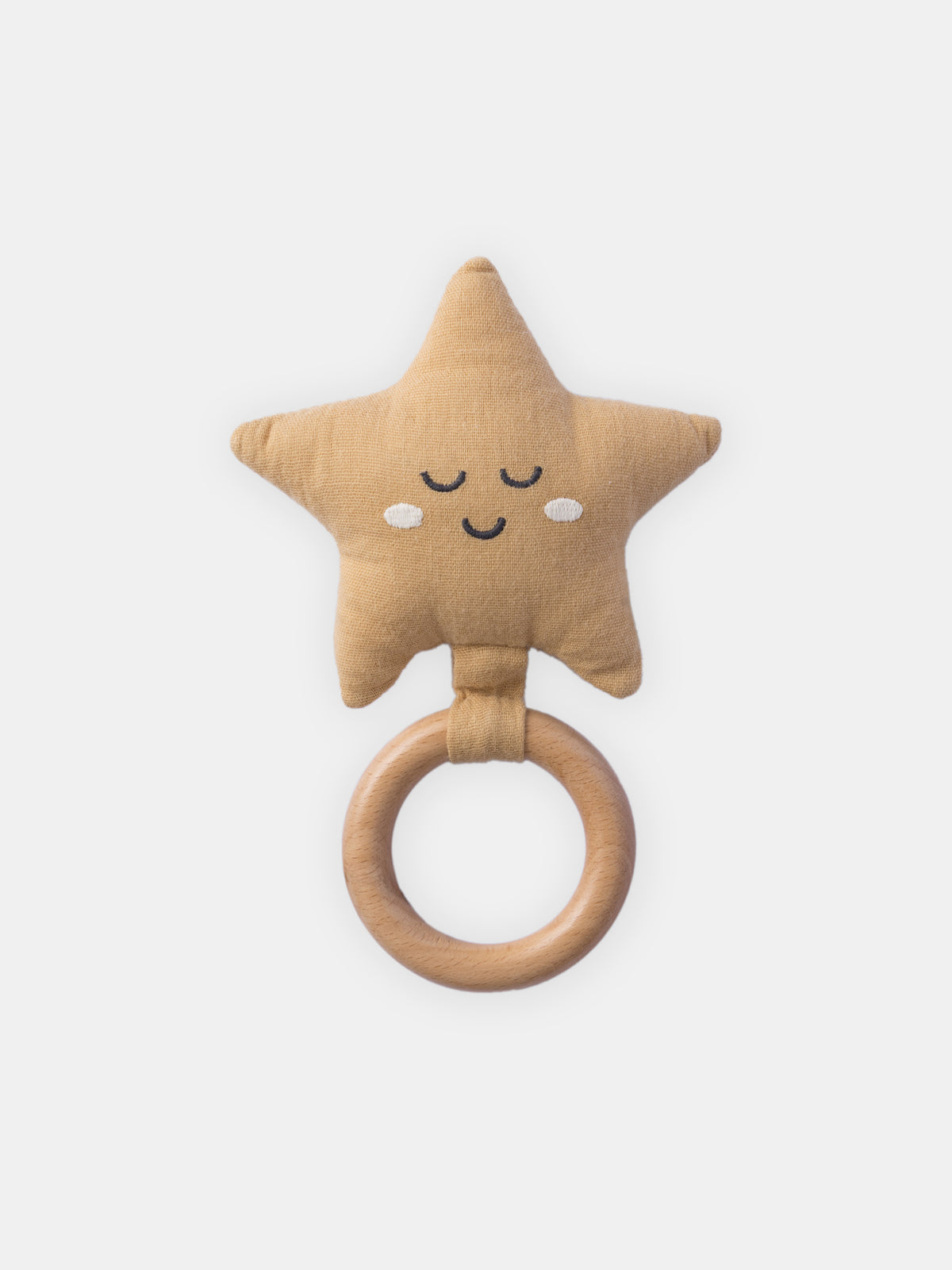 Fabric and Wood Star Rattle