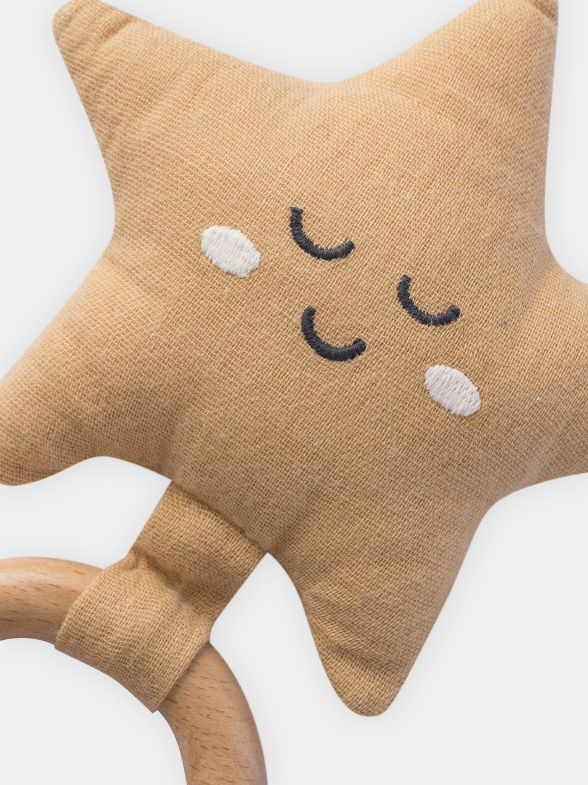 Fabric and Wood Star Rattle