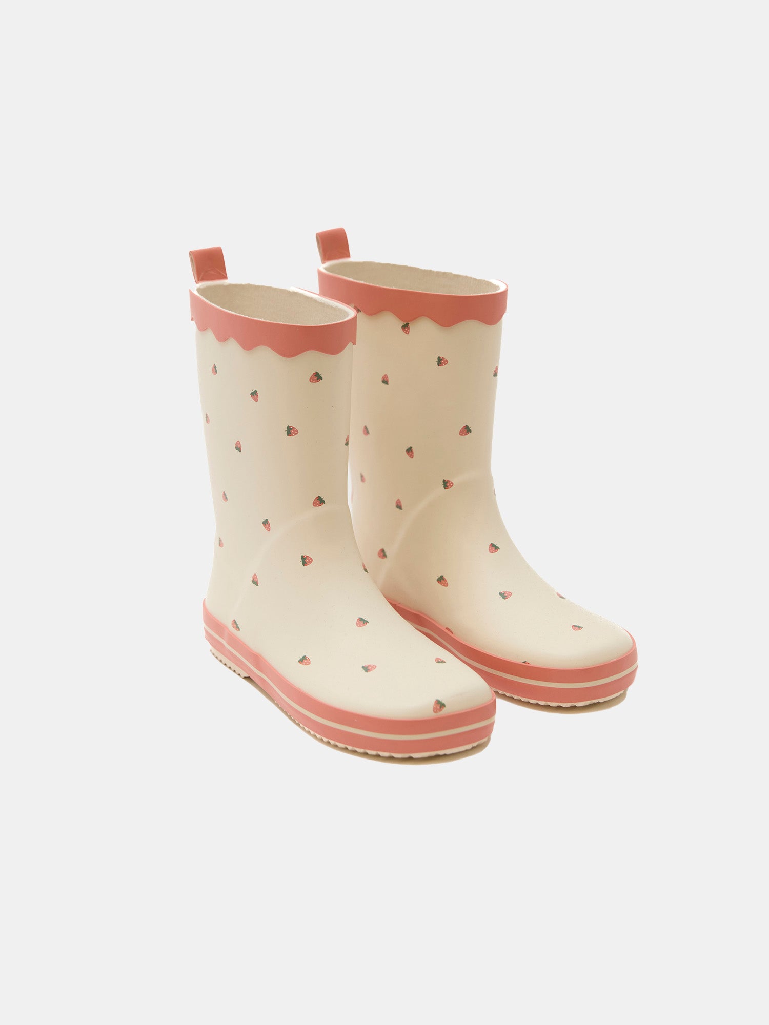 Unbleached rain boots with strawberry print for girls