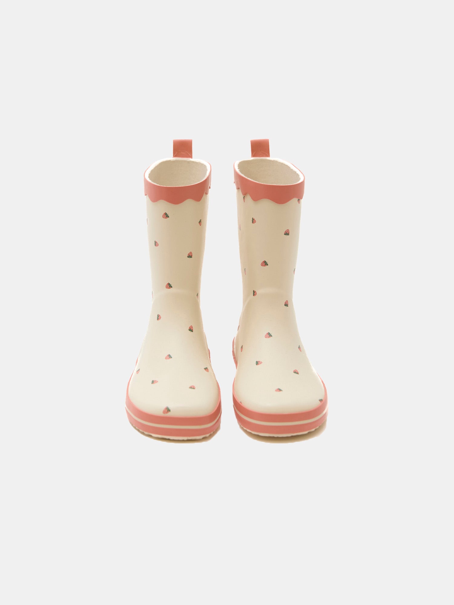 Unbleached rain boots with strawberry print for girls