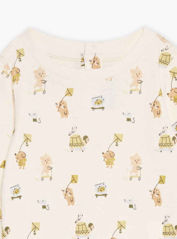 Ecru ribbed bodysuit with animal print GADENNIS / 23H1BG81BOD001