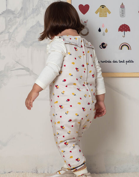 Beige sleeveless jumpsuit with floral print baby girl BAEMMA / 21H1BF51SALA011