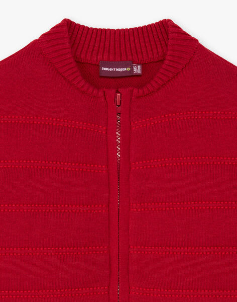 Boy's red knitted cardigan BUXATAGE3 / 21H3PGB1GIL501