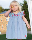 Baby girl embroidered dress and boomer set in checkered seersucker CAFABIENNE / 22E1BF81ROB208