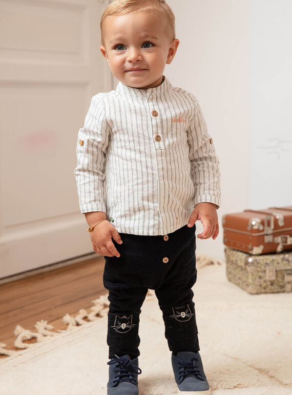 Baby boy plain black teddy bear pants BADAX / 21H1BG22PAN090