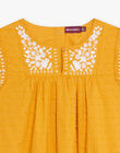 Embroidered mustard yellow feather dress child girl COMETTE / 22E2PF93ROBB106