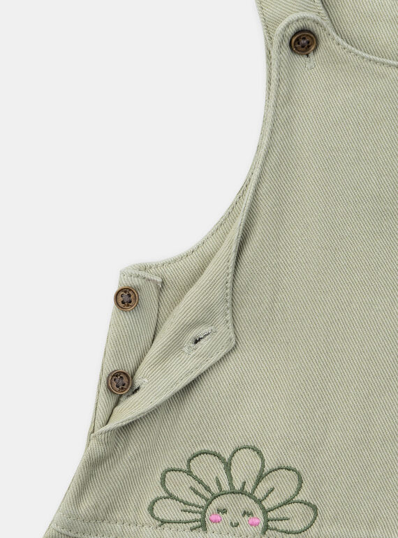 Embroidered clay-green chasuble dress KABERENICE / 24E1BF31CHSG600