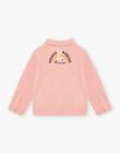 Child girl jacket in powder pink twill with cat and fantasy motifs CLATWETTE / 22E2PFG1VESD327