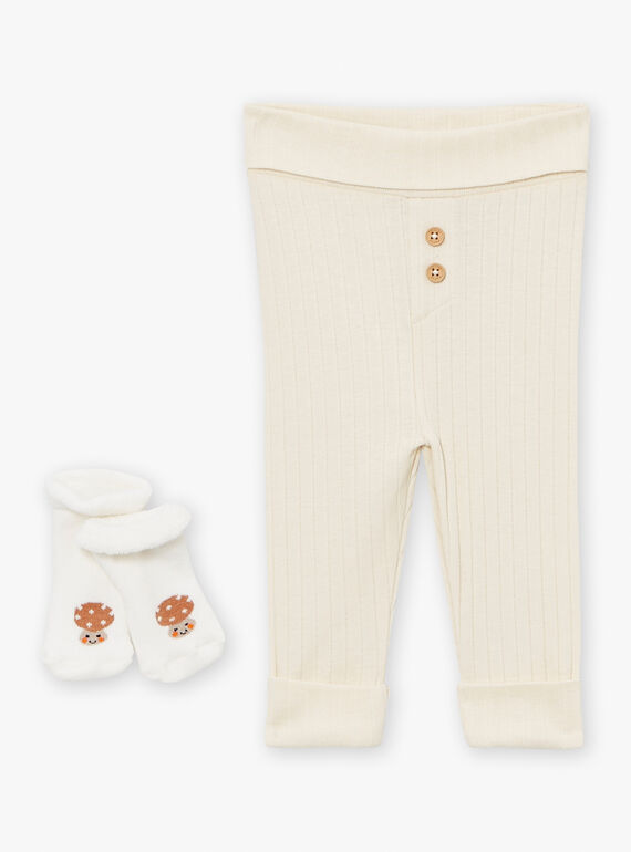 Vest, pants and socks set in ecru and greige LOICE / 24H0CM12ENS001