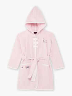 Girl's pink long sleeve hooded bathrobe BEBOPETTE / 21H5PF61PEI307