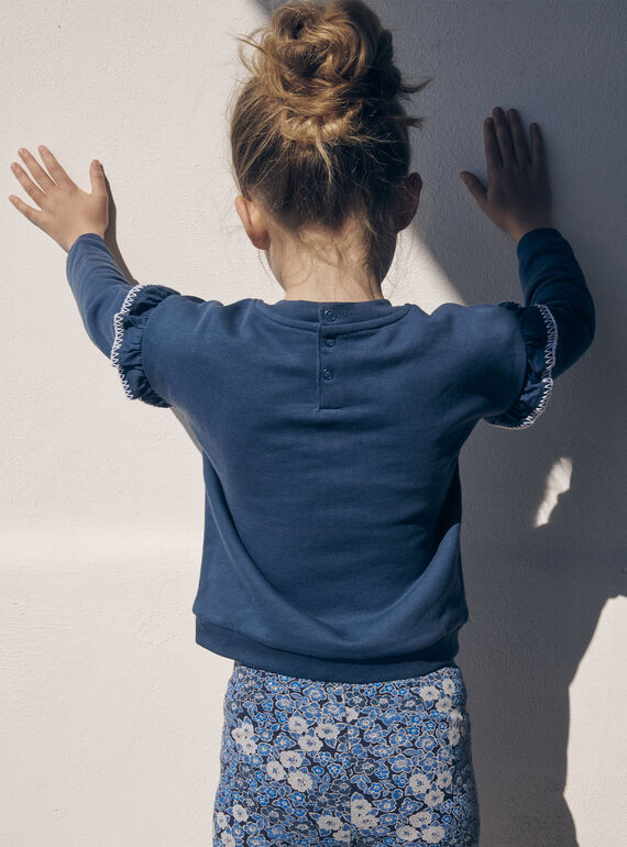 Blue sweatshirt with embroidered butterfly motif LESWETTE / 24H2PFJ1SWEC233