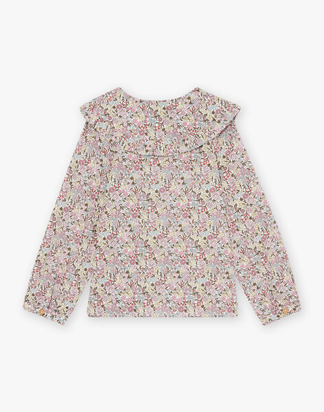 Child girl poplin blouse with ruffled collar and floral print CECHOUETTE / 22E2PFB2CHEB112