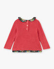 Baby girl fuchsia pink knit sweater with Claudine collar and print BAMATHILDE / 21H1BFM1PUL304