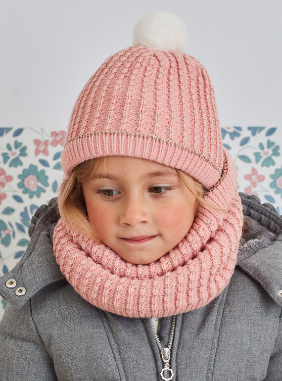 Girl's pale pink knitted hat BLODAETTE / 21H4PFD1BOND300