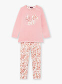 Baby girl's long sleeved pink velvet pajamas with flowery print BEBETTE / 21H5PF62PYJ312