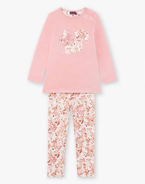 Baby girl's long sleeved pink velvet pajamas with flowery print for ...