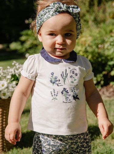 Flower embroidered T-shirt body Flower embroidered T-shirt body FANELLY / 23E1BFN1BOD001