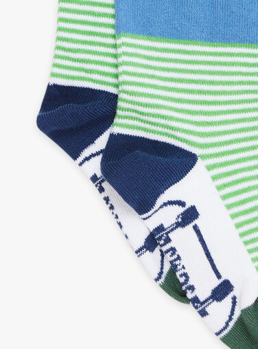 Green, blue and white colorblock socks Green, blue and white colorblock socks FUSKATAGE / 23E4PGN1SOQC233