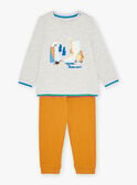 Mustard and grey cotton pyjama set KUIGLAGE / 24E5PG56PYJ943