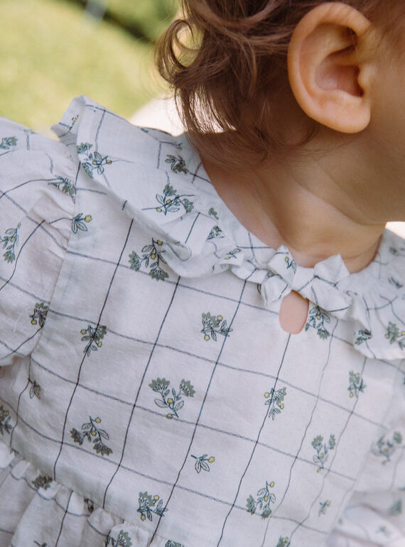 Ecru dress with check and floral print GACECILE / 23H1BF81ROB001