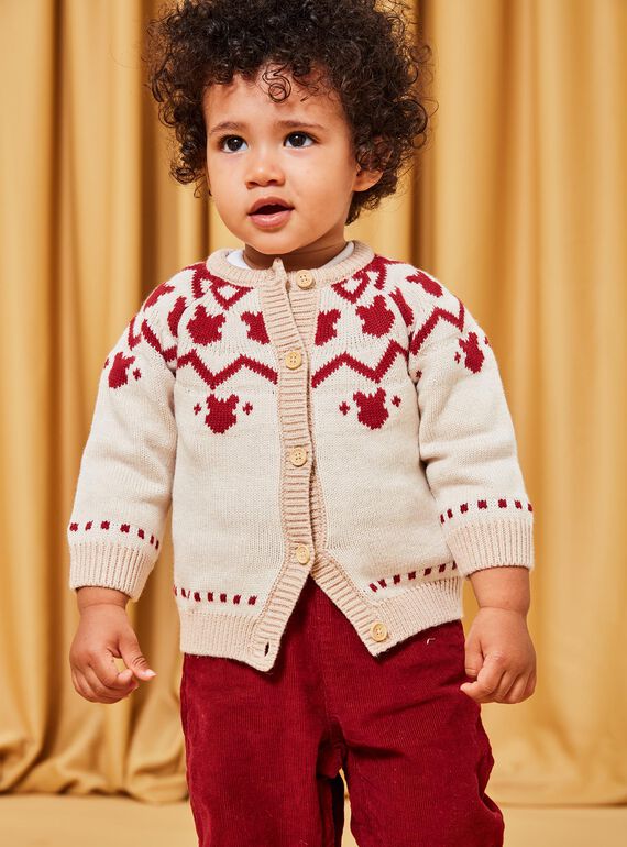Red and beige knit cardigan DAPIERRE / 22H1BGX1GILF512