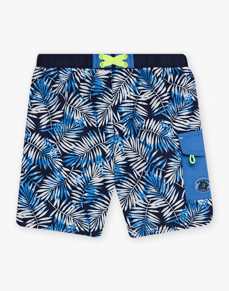 Child boy's blue leaf print swim shorts CYSHORTAGE / 22E4PGO6MAI622
