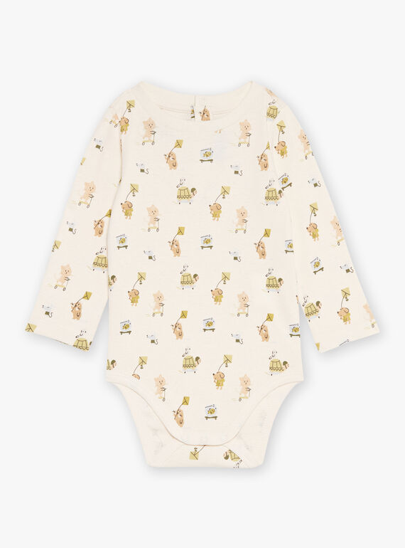 Ecru ribbed bodysuit with animal print GADENNIS / 23H1BG81BOD001
