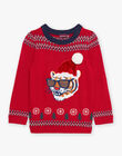 Red Christmas sweater with tiger design DOPULAGE / 22H3PG91PULF528