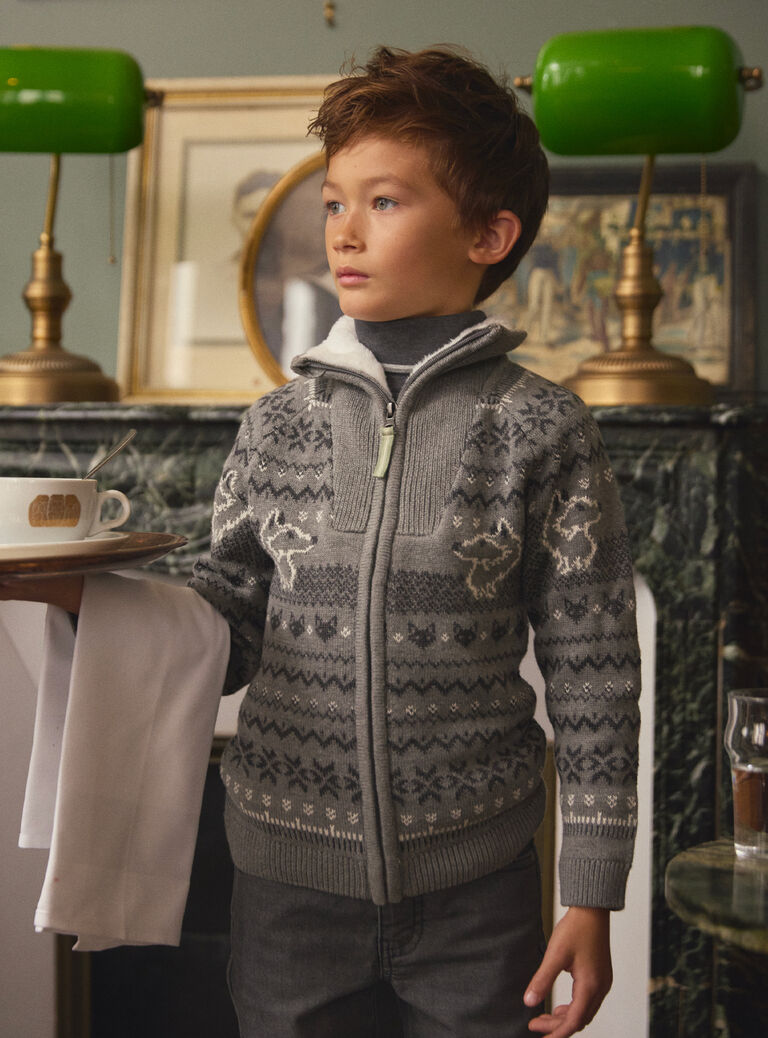 Grey KIDS CARDIGAN LADJACAGE / 24H3PGQ2GILJ922