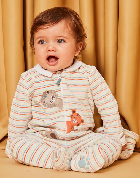 Striped velvet romper and cap DEAUBIN / 22H5BG21GRE001