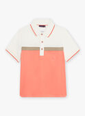 Off white and coral polo shirt child boy CUWIAGE / 22E3PGP1POL001