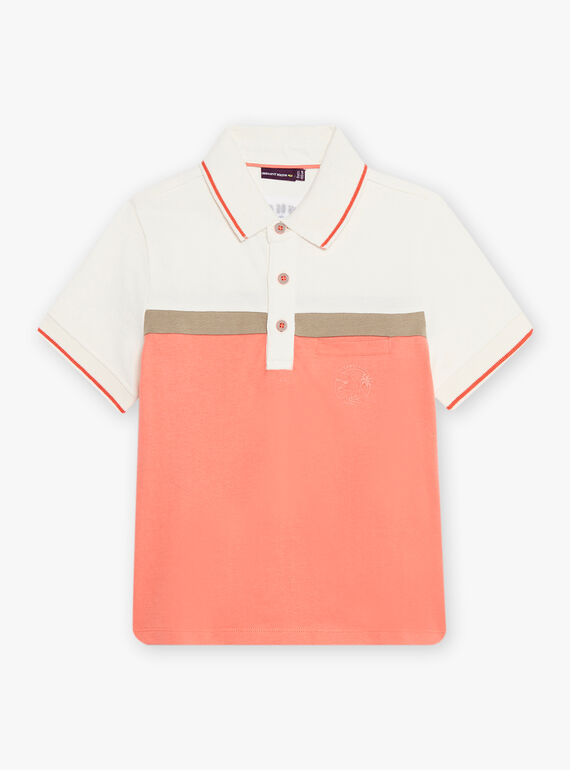 Off white and coral polo shirt child boy CUWIAGE / 22E3PGP1POL001
