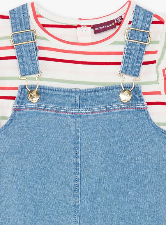 Striped dungarees dress and T-shirt set ZOCHUETTE / 21E2PFJ1ENSP269