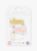 Set of 3 gold, white and pink barrettes DILOVETTE / 22H4PFB1BRTD309