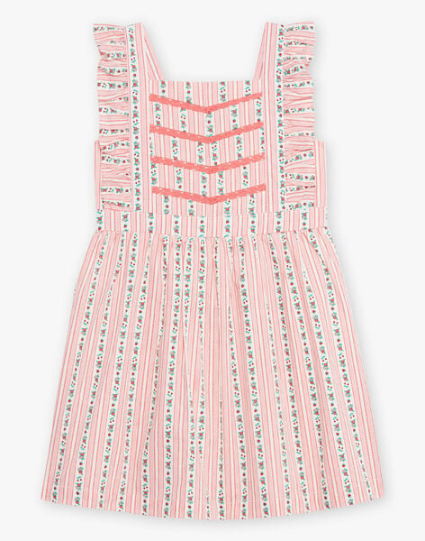Child girl striped and floral apron dress CUIDRETTE / 22E2PFJ3ROB632