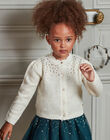 Ecru cardigan with sequins child girl BIUCARETTE / 21H2PFR1CAR001