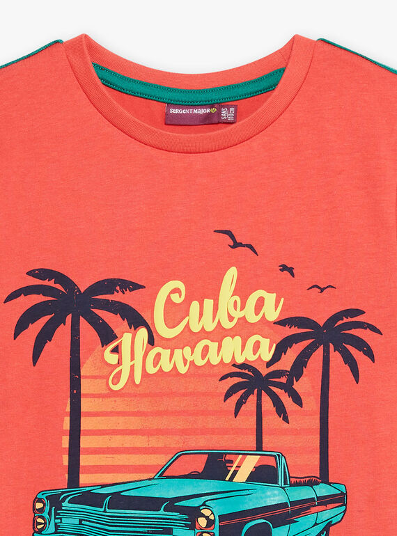 Red t-shirt with beach design child boy COACAGE / 22E3PGM1TMC506