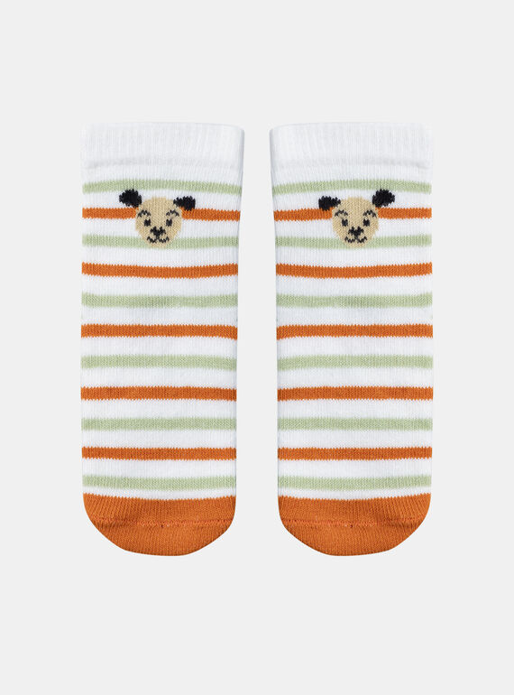Clay green, orange and off-white striped socks KAAMI / 24E4BG34SOQA001