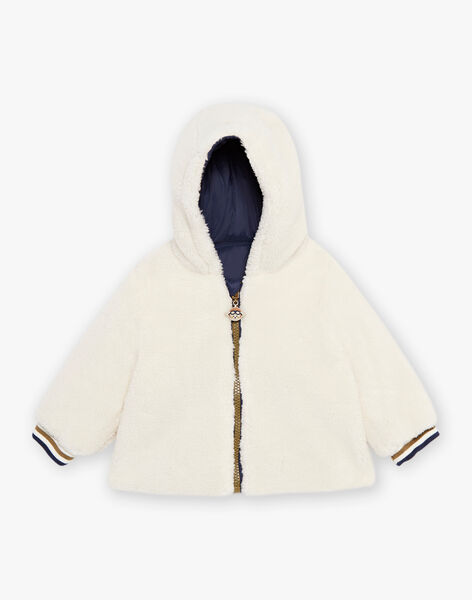 Navy blue reversible hooded down jacket with synthetic fur DIOLIVE / 22H1BGM1DML001