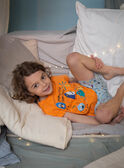 Orange and blue pyjamas with monsters motifs child boy CAMONAGE / 22E5PG56PYJ400