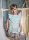 Child girl's turquoise blue dinosaur and flower pajamas CHOUFIETTE / 22E5PF51PYJ203