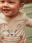 Long-sleeved beige mottled t-shirt with fox motif GABRUCE / 23H1BG71TMLA011