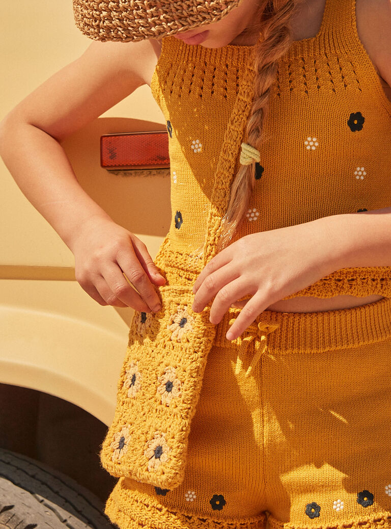 Mustard yellow crochet tote bag Mustard yellow crochet tote bag FLISACETTE / 23E4PFP1BESB106