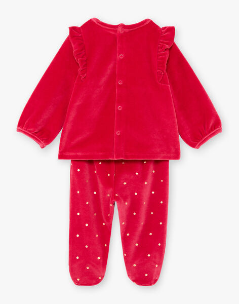 Baby girl's long-sleeved pyjama set in raspberry pink with animal prints BEBAMBI / 21H5BF61PYJ308