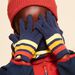 Navy Blue Striped knit gloves