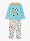 Boy's turquoise long-sleeved pyjamas with car and traffic motifs BECARAGE / 21H5PG67PYJ202