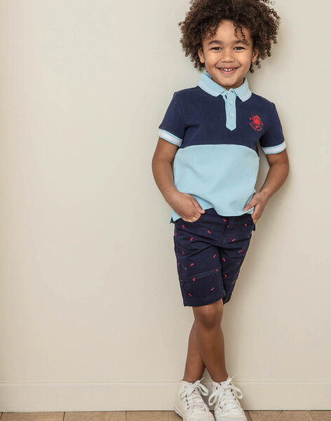 Bermuda shorts navy blue embroidery red boy child ZIMIAGE / 21E3PGT1BERC214