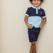Bermuda shorts navy blue embroidery red boy child