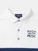 Blue and white jersey polo shirt with guitar badger motif LEPOLAGE / 24H3PGJ1POL000